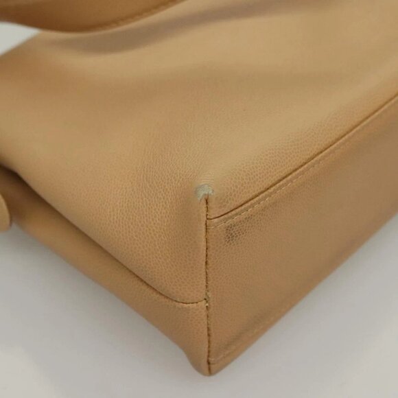 CHANEL Matelasse Shoulder Bag Grained Calf Skin Beige Gold CC Auth BA4516 - Picture 4 of 16